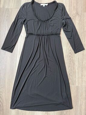 Boden Women's Solid Black Mabel Jersey Dress US 4R Long Sleeve Scoop Neck